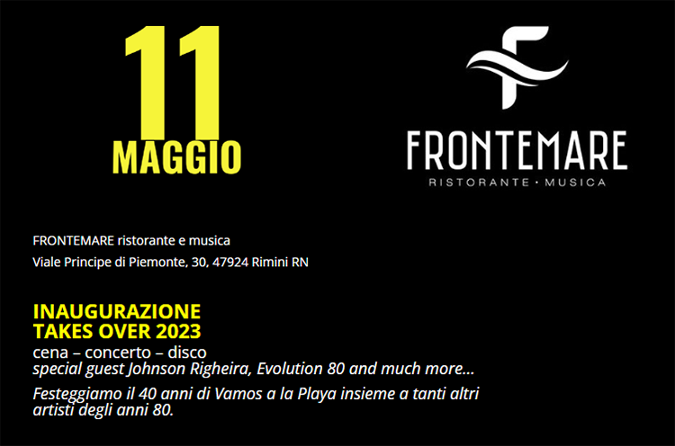 ItaloDisco Takes Over 2023 inaugurazione cena concerto Johnson Righeira Vamos alla Playa
