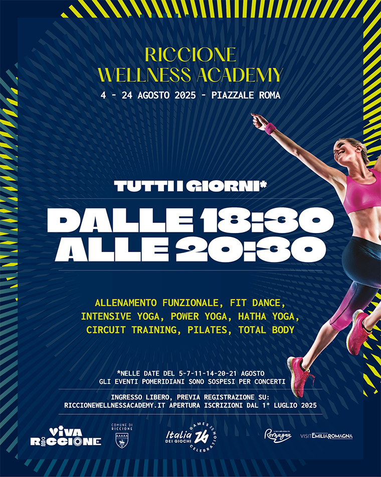 Riccione Wellness Academy, sessione pomeriggio Allenamento Funzionale, Fit Dance, Intensive Yoga, Power Yoga, Circuit Training e Total Body - eventi gratuiti gratis Viale Ceccarini