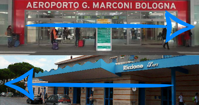 shuttle bus dalla stazione ferroviaria di Riccione all'aeroporto di Bologna